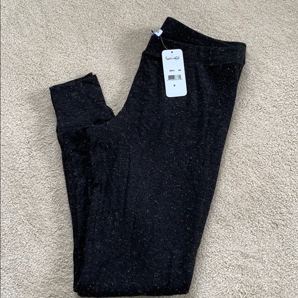 Splendid ribbed leggings-black/gold